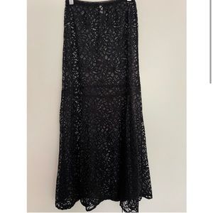 Free People Take A Chance Black Lace Elastic Waistband Maxi Skirt